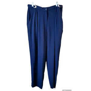 Vintage Peter Nygard Triacetate Pleated Adjustable Buckle Navy Trousers Pants 10